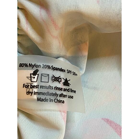 Women's Hapari Swim Bathing Suit TOP (only) 16 turq w Pink . Side rouching EUC - Picture 12 of 15